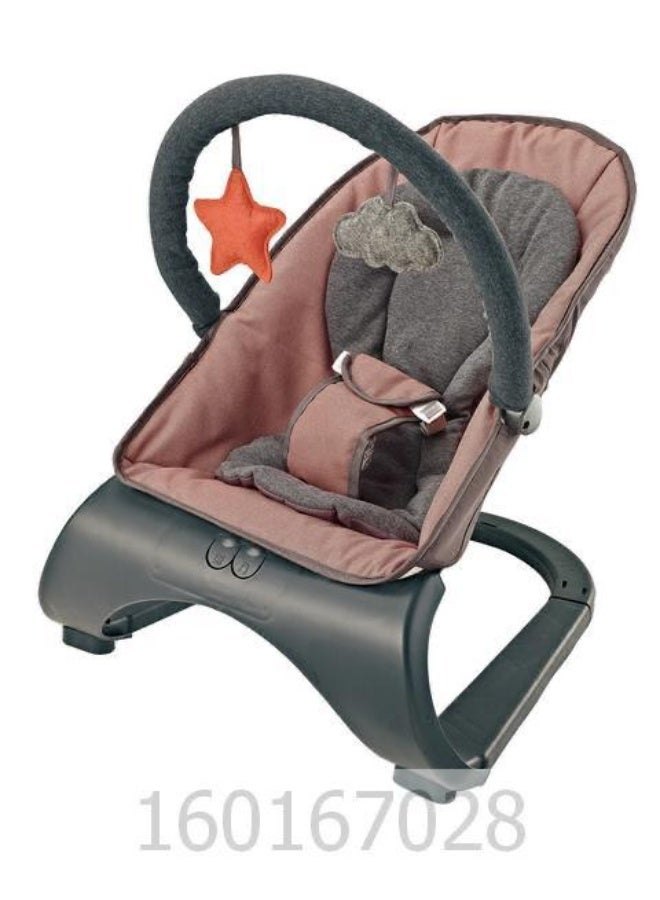 Baby Multifunctional Baby Rocking Chair with Hanging Toys, Adjustable Seat with Dinner Plate Music, Foldable Rocking Cradle, 3-Point Safety Harness