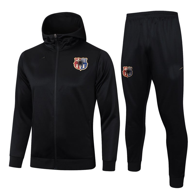 Generic Autumn Winter Warm-up PSG Inter Barca Soccer Hooded Jacket F603 # Long-pull hat tanned 