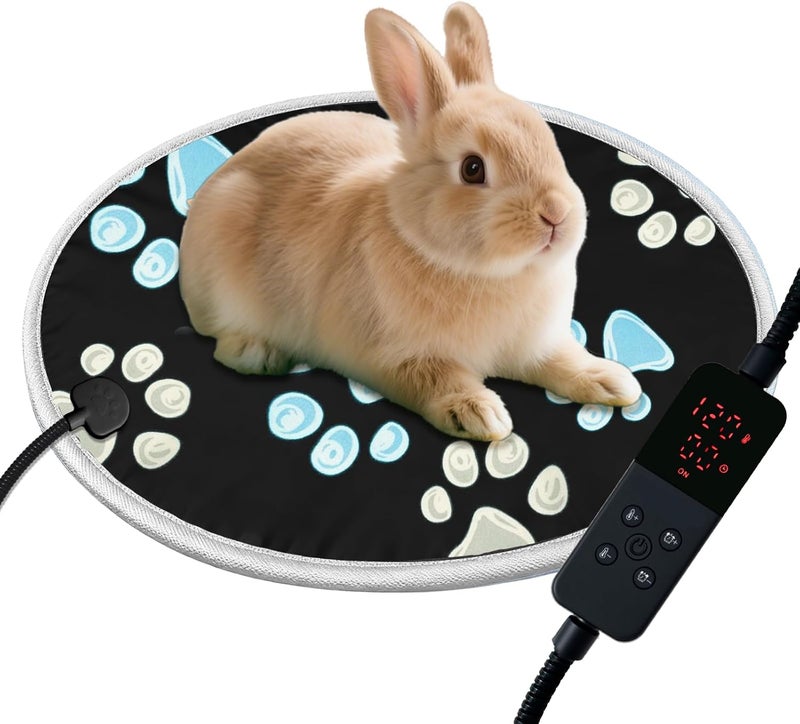 furrybaby Pet Heating Pad, Waterproof Dog Heating Pad Mat for Cat with Durable Anti-Bite Tube Indoor for Puppies Dogs Cats (1 Pack Black, Round 12in, Temp Adjustable) - Image 1