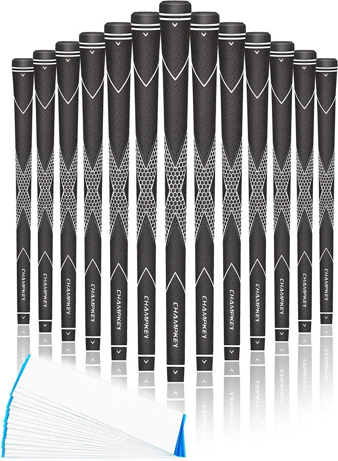 CHAMPKEY Premium Rubber Golf Grips 13 Pack | High Traction and Feedback Rubber Golf Club Grips | Choose Between 13 Grips with 15 Tapse and 13 Grips with All Kits - Image 1