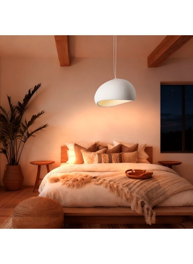 Retro Pendant Light - Beige Textured Pendant Light - Kitchen Pendant Light - Height Adjustable, Includes LED Bulb, Eye-Friendly Anti-Glare, High-Density Polystyrene and Resin Shade, Suitable for Dining Room/Living Room/Kitchen Island/Bedroom/Mosque. - Image 4