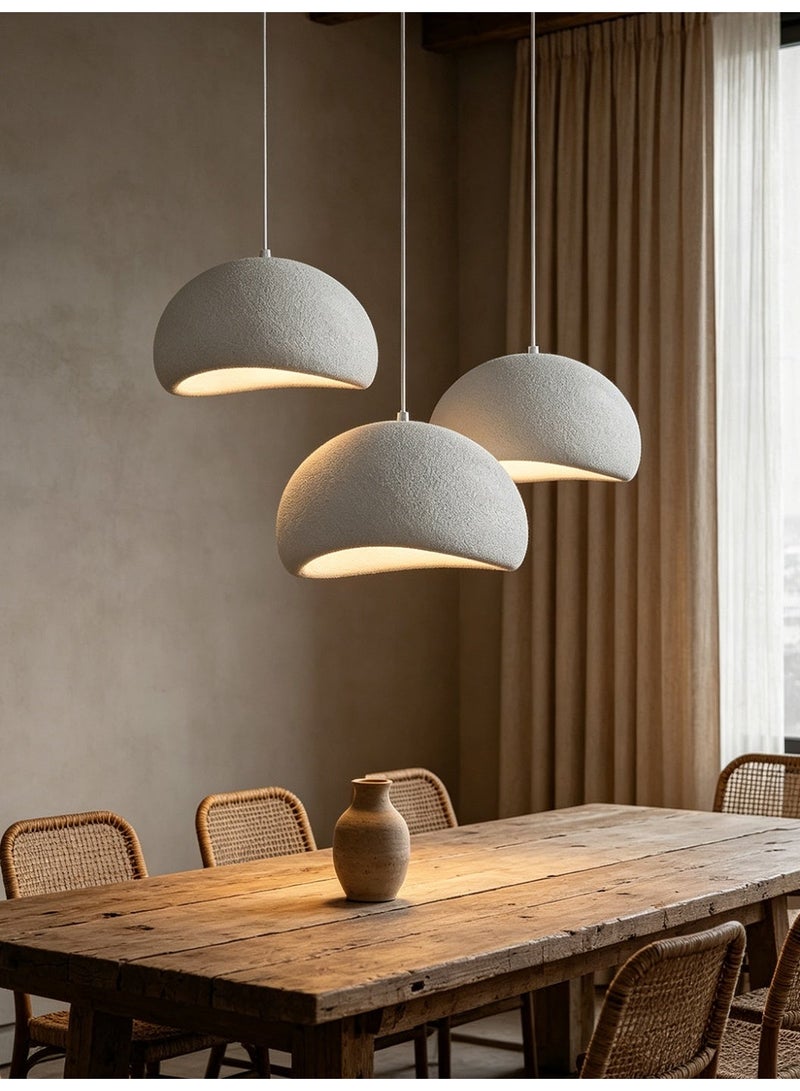 Retro Pendant Light - Beige Textured Pendant Light - Kitchen Pendant Light - Height Adjustable, Includes LED Bulb, Eye-Friendly Anti-Glare, High-Density Polystyrene and Resin Shade, Suitable for Dining Room/Living Room/Kitchen Island/Bedroom/Mosque. - Image 5