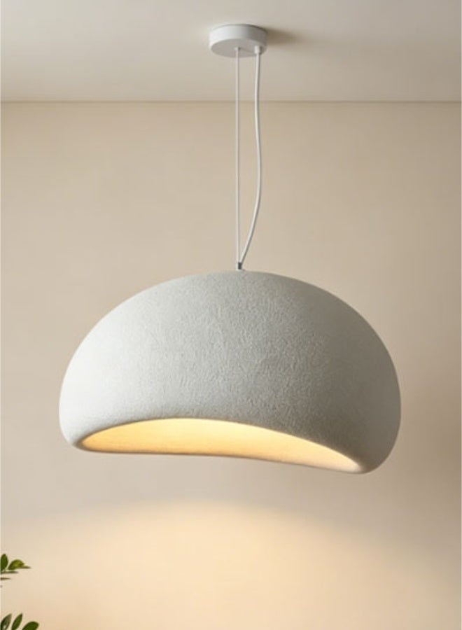 Retro Pendant Light - Beige Textured Pendant Light - Kitchen Pendant Light - Height Adjustable, Includes LED Bulb, Eye-Friendly Anti-Glare, High-Density Polystyrene and Resin Shade, Suitable for Dining Room/Living Room/Kitchen Island/Bedroom/Mosque. - Image 1
