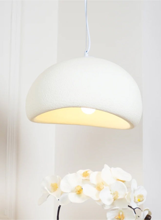 Retro Pendant Light - Beige Textured Pendant Light - Kitchen Pendant Light - Height Adjustable, Includes LED Bulb, Eye-Friendly Anti-Glare, High-Density Polystyrene and Resin Shade, Suitable for Dining Room/Living Room/Kitchen Island/Bedroom/Mosque. - Image 4