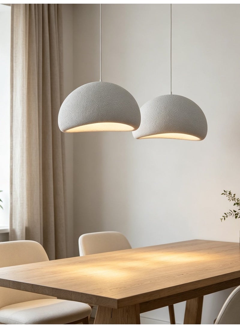 Retro Pendant Light - Beige Textured Pendant Light - Kitchen Pendant Light - Height Adjustable, Includes LED Bulb, Eye-Friendly Anti-Glare, High-Density Polystyrene and Resin Shade, Suitable for Dining Room/Living Room/Kitchen Island/Bedroom/Mosque. - Image 2