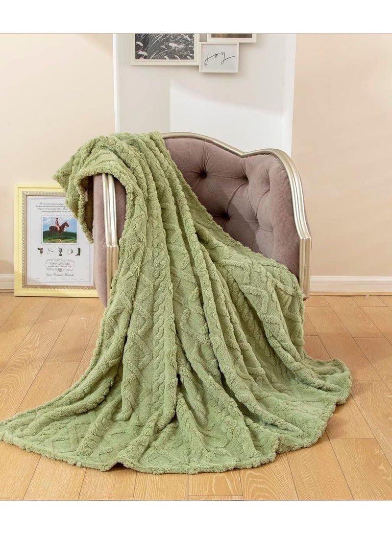 COMFY SOFT & FLUFFY SHEEP BLANKET / THROW GREEN