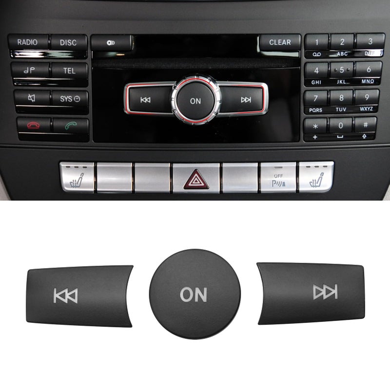Jaronx Compatible with Mercedes Benz Radio Button Cover Stickers X204W204 Radio ON Volume Button Sticker Cover for B Class W246C Class W204 E W212 GML W166 CLSLCLACLSSLK