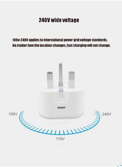 OULIYO 20w USB-C3-Pinpoweradapter,USB C Wall Fast Charger for iPhone 14/14 Pro/14 Pro Max/13/12/Se2020/11/Xr/Xs Max/X/Ipad White  - Image 2