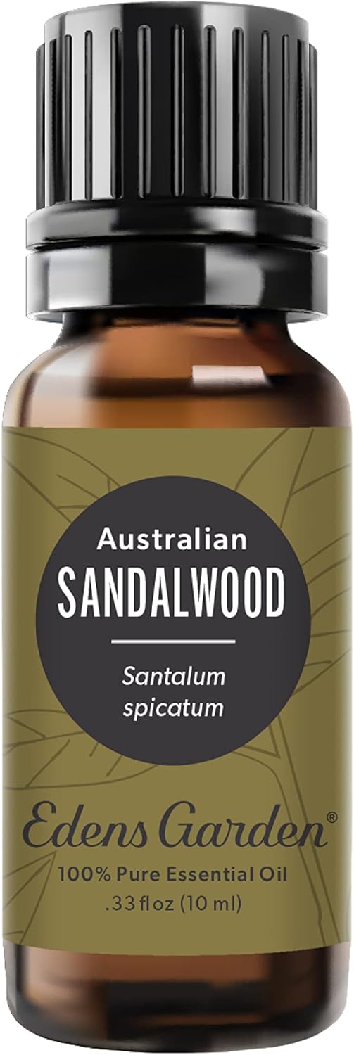 Edens Garden زيت خشب الصندل الأسترالي - زيت أساسي - 100% نقي من الدرجة الممتازة، غير مخفف، طبيعي، علاجي، للعلاج بالروائح، الأفضل للبشرة، الشموع، الشعر 10 مل (.33 أونصة سائلة)