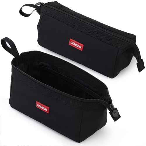 CICIMELON Multifunctional Pencil Pen Marker Case Pouch Bag Holder Small Cute Capacity for High Middle Primary School Student Aesthetic Teen Girl Boy Office Men Women Nurse Adults Portable Black - Image 1