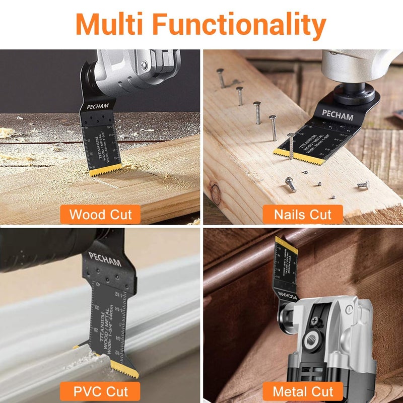 PECHAM 50PCS Titanium Oscillating Tool Blades, Universal Oscillating Multitool Blades Metal Cutting Quick Release for Hard Material Metal Nails Wood Plastic Fit Dewalt Rockwell Milwaukee Makita Bosch - Image 5
