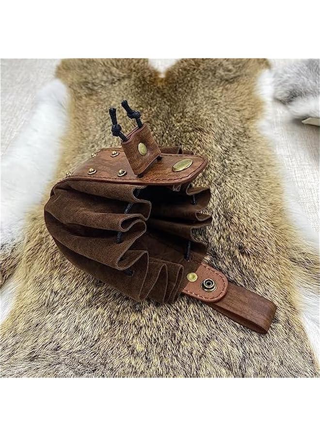 Vintage Medieval Faux Leather Drawstring Pouch, Middle Ages Portable Coin Purse, Rivets Belt Pouch Dice Bag For LARP Ren Faire  - Image 5