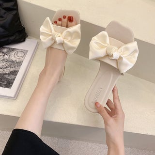 2021 Spring and Summer New Womens Shoes Square Toe Flat Open Toe Slide Sandals Korean Style Fashion Womens Bow Slippers Beige White - pzsku/ZEFEE949B5DCA08A6248FZ/45/1746232381/92f52e34-8750-4dd4-ae88-c5b1ea191796
