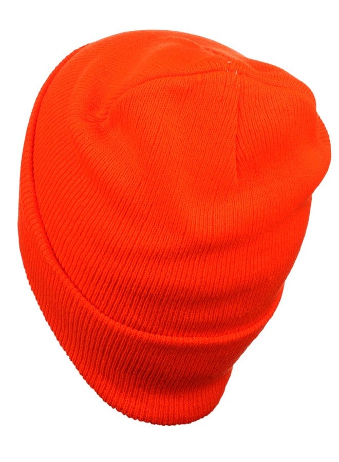 Cap911 Unisex Plain 12 inch Long Beanie - Many Colors Neon Orange - Image 4