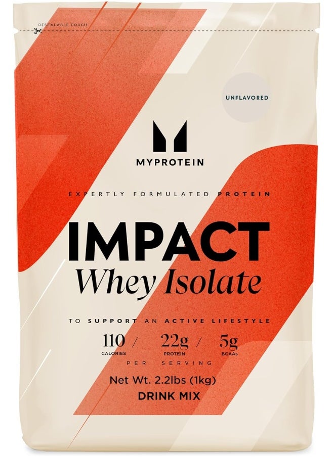 Myprotein ® Impact Whey Isolate Protein Powder, Gluten Free Protein Powder, Muscle Mass Protein Powder, Dietary Supplement For Weight Loss, Gmo & Soy Free, Whey Protein Powder, Unflavored, 2.2 Lbs  - Image 1