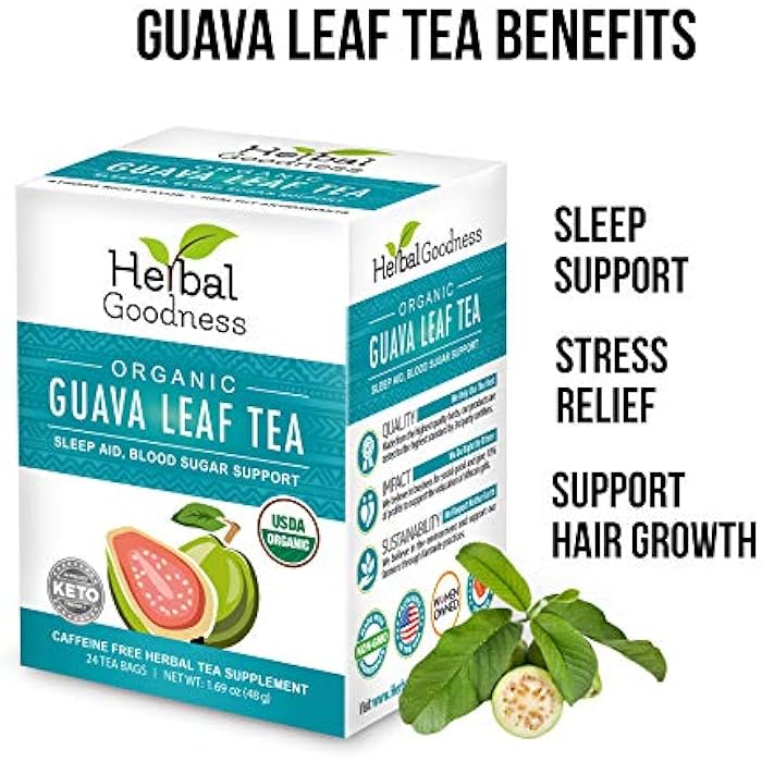 Herbal Goodness شاي أوراق الجوافة 24 كيس شاي - 100% شاي أوراق جوافة طبيعية عضوية - أوراق جوافة عضوية لدعم المناعة والهضم والاسترخاء | فوائد عشبية - Image 2