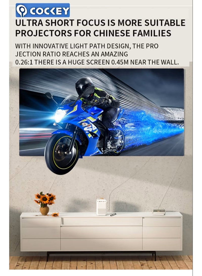 COCKEY Upgraded portable projector 400ANSI 1080P full HD 5g and 2.4g dual WiFi BT5.0 high-fidelity speaker with built-in Android operating system - Image 5