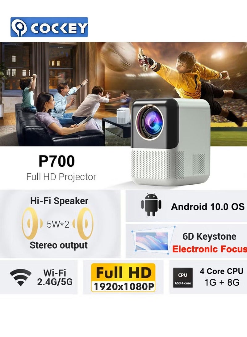 COCKEY Upgraded portable projector 400ANSI 1080P full HD 5g and 2.4g dual WiFi BT5.0 high-fidelity speaker with built-in Android operating system - Image 2