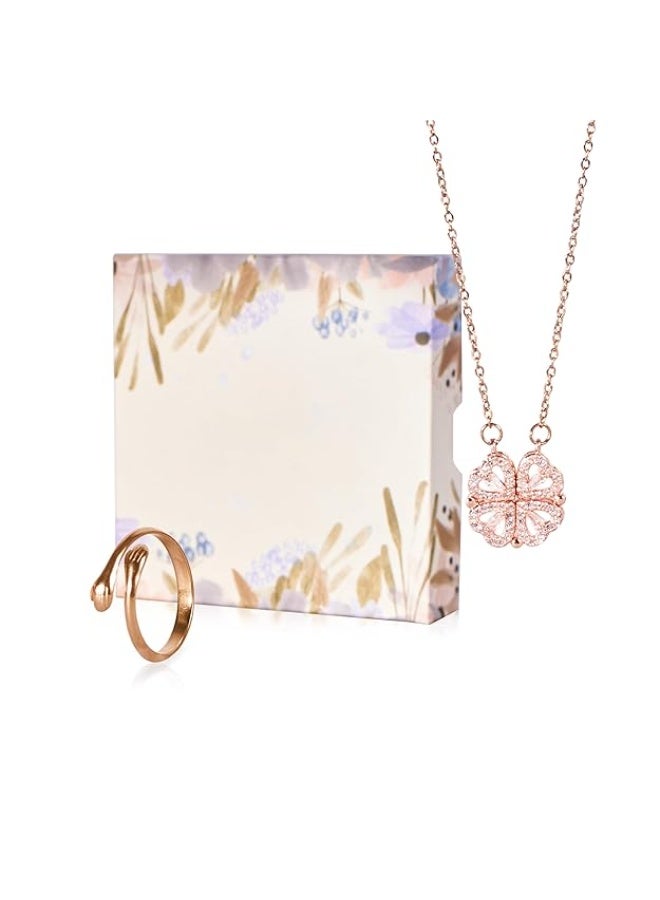 سالتي صندوق هدايا فاخر مقاوم للتآكل بنقشة البرسيم | طقم مجوهرات نسائي من قلادة وأقراط وأساور | أحدث أطقم المجوهرات الأنيقة والبسيطة | إكسسوارات عصرية بتصميم جمالي | مثالي للهدايا - Image 1