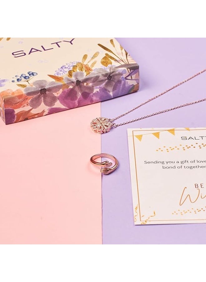 سالتي صندوق هدايا فاخر مقاوم للتآكل بنقشة البرسيم | طقم مجوهرات نسائي من قلادة وأقراط وأساور | أحدث أطقم المجوهرات الأنيقة والبسيطة | إكسسوارات عصرية بتصميم جمالي | مثالي للهدايا - Image 2