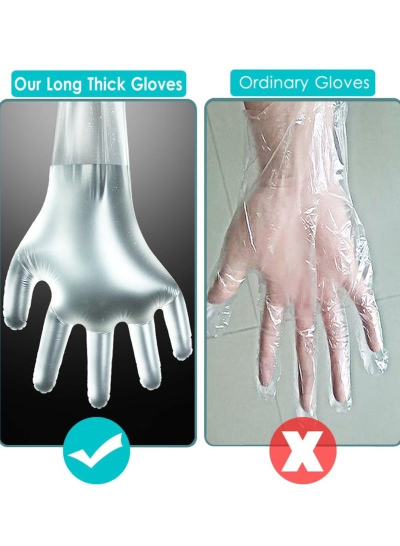Forest Home 50 Pieces Disposable Waterproof Long Gloves 60cm with Elastic Cuff Household Cleaning Gloves Thick, Waterproof Cpe Gloves, Cleaning Gloves for Kitchen Dishwashing Food Vegetable Washing (Clear) - Image 4