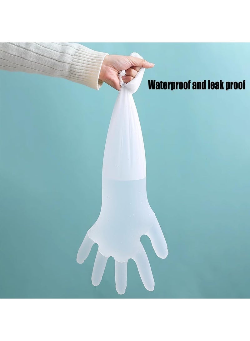 Forest Home 50 Pieces Disposable Waterproof Long Gloves 60cm with Elastic Cuff Household Cleaning Gloves Thick, Waterproof Cpe Gloves, Cleaning Gloves for Kitchen Dishwashing Food Vegetable Washing (Clear) - Image 5