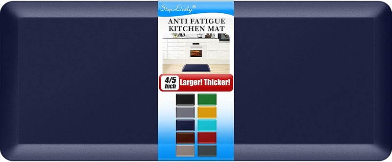StepLively 4/5 Inch Thick Kitchen Mat - Cushioned Anti Fatigue Mats for Kitchen Floor - Easy to Clean, Waterproof, Non-Slip Kitchen Rug for Sink, Office, Kitchen (22''x54'' Blue) - Image 1