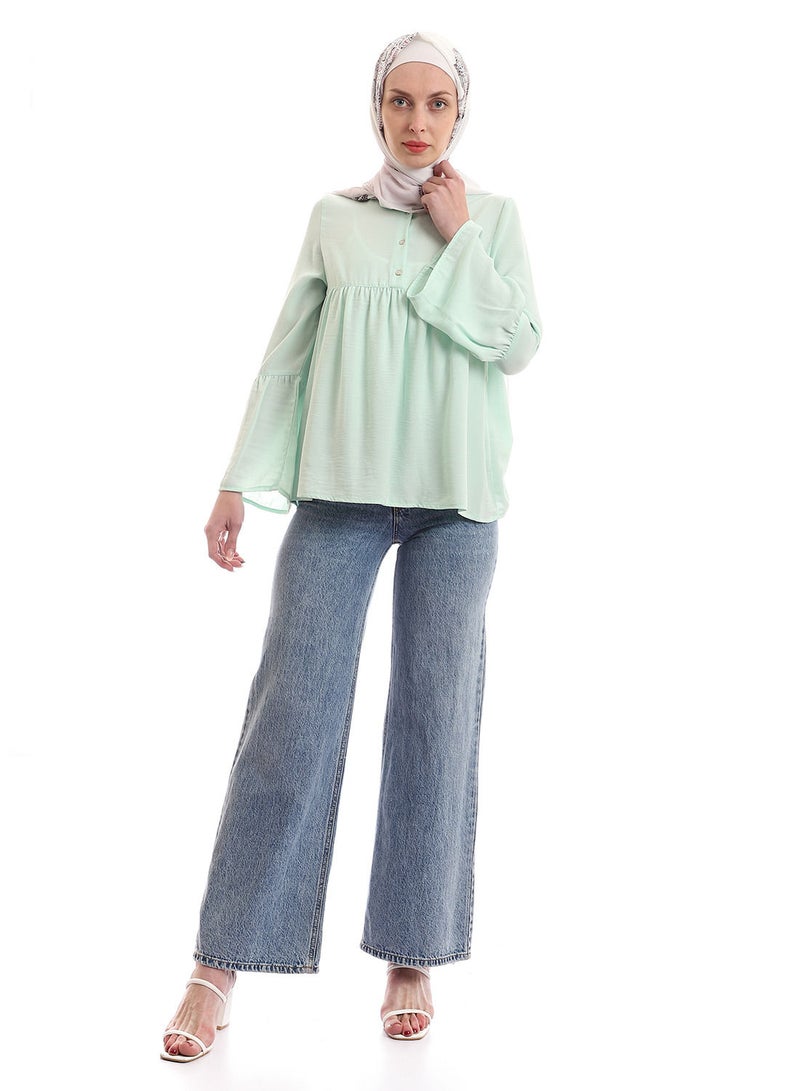 Puritopia Long Sleeves Mandarin Collar Blouse  - Image 4
