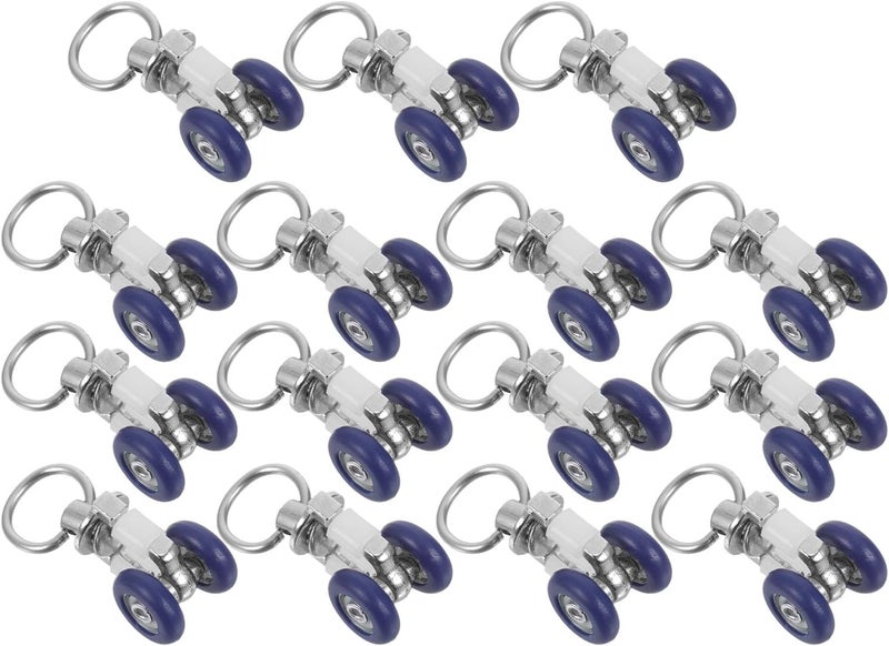 SHOWERORO 15pcs Curtain Track Rollers - Stainless Steel Mute Wheel Hook Pulley Runners Rail Sliders for Ceiling Wall Mount Shower Window Drapery Tracks - Image 1