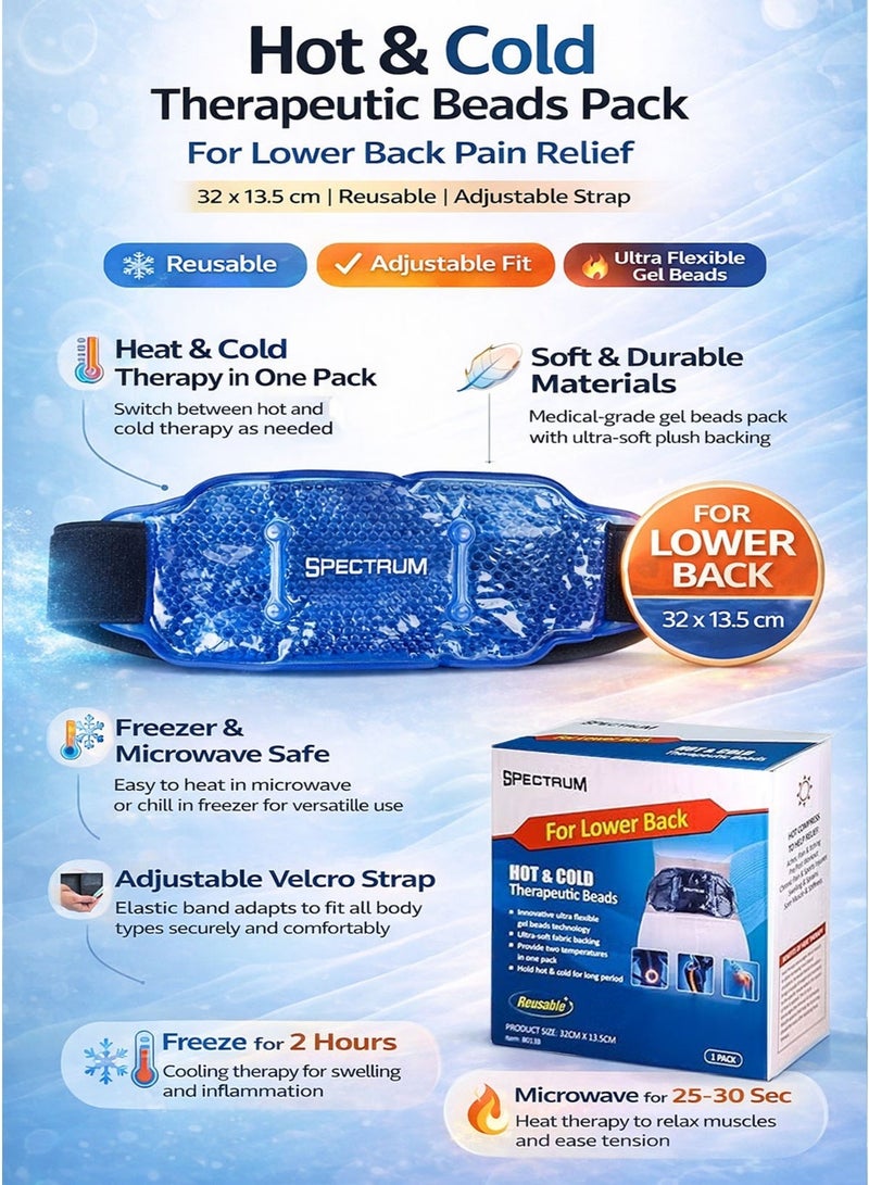Spectrum Hot & Cold Therapeutic Gel Beads Pack for Lower Back Pain Relief 32 x 13.5 cm – Reusable Adjustable Waist Wrap Brace with Velcro Strap – Heat & Cold Therapy Ice Pack for Lumbar Support, Muscle Strain, Arthritis, Sports Injury, Swelling, Inflammation & Post Workout Recovery - Image 5