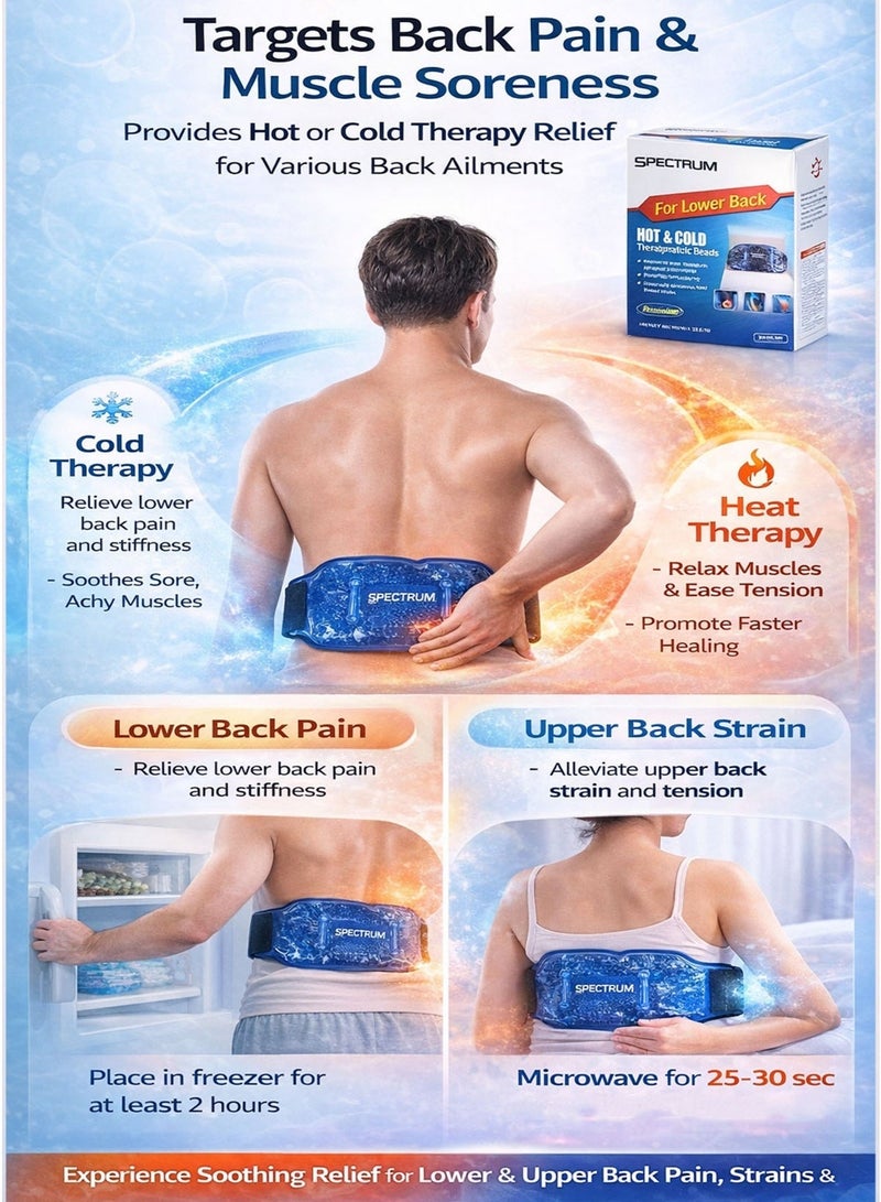 Spectrum Hot & Cold Therapeutic Gel Beads Pack for Lower Back Pain Relief 32 x 13.5 cm – Reusable Adjustable Waist Wrap Brace with Velcro Strap – Heat & Cold Therapy Ice Pack for Lumbar Support, Muscle Strain, Arthritis, Sports Injury, Swelling, Inflammation & Post Workout Recovery - Image 4