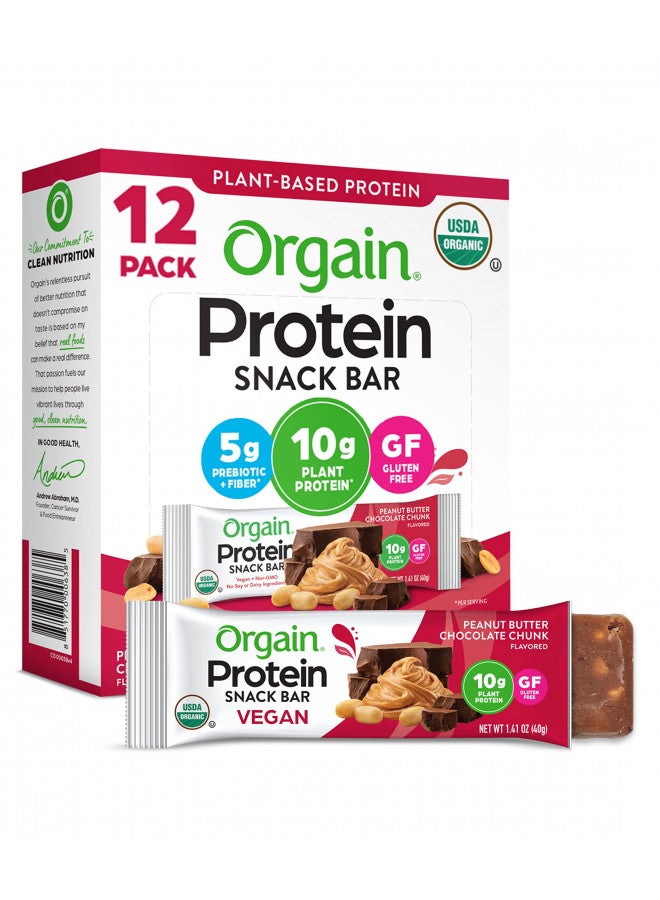 Orgain Orgain Organic Vegan Protein Bars, Peanut Butter Chocolate Chunk - 10g Plant Based Protein, Gluten Free Snack Bar, Low Sugar, Dairy Free, Soy Free, Lactose Free, Non GMO, 1.41 Oz (12 Count) - Image 1