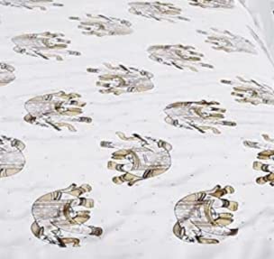 ManavRachit Satin Gold Printed 310 TC Wedding Bedding Set (Bedsheet with 2 Pillow Covers) for Home & Living Room(Set of 3pc, Hathi/Elephant Print)(White) - Image 4