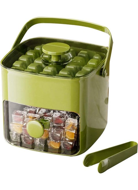 Double Layer 48 Grid Ice Cube Tray with Transparent Window - Leak-Proof Lid & Portable Handle, Premium Freezer Essential for Hot Climates, Easy Release Design for Summer Drinks (Green)