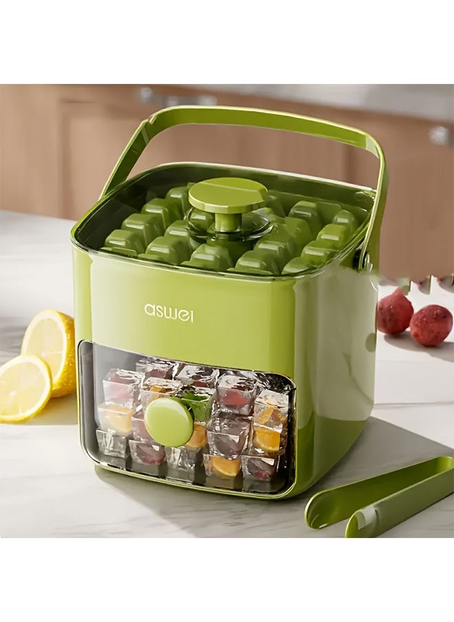 WINEENEE - Double Layer 48 Grid Ice Cube Tray with Transparent Window - Leak-Proof Lid & Portable Handle, Premium Freezer Essential for Hot Climates, Easy Release Design for Summer Drinks (Green) - Image 1