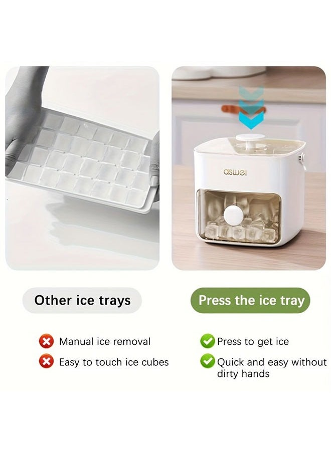 WINEENEE - Double Layer 48 Grid Ice Cube Tray with Transparent Window - Leak-Proof Lid & Portable Handle, Premium Freezer Essential for Hot Climates, Easy Release Design for Summer Drinks (Green) - Image 1