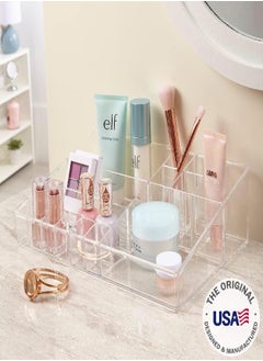 STORi STORi Audrey Clear Vanity Makeup Organizer | 15-Compartment Holder for Brushes, Eyeshadow Palettes, & Beauty Supplies | Stacks on Audrey Storage Drawers | Made in USA  - Image 1