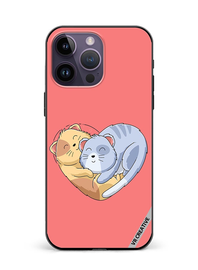 VR CREATIVE Protective Case Cover For Apple iPhone 15 Pro Klover Cat Design Multicolour - Image 1