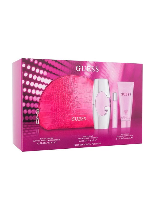 Guess Pink Women Set Edp 75Ml + 15Ml Travel Spray + 100Ml Bl + Pouch