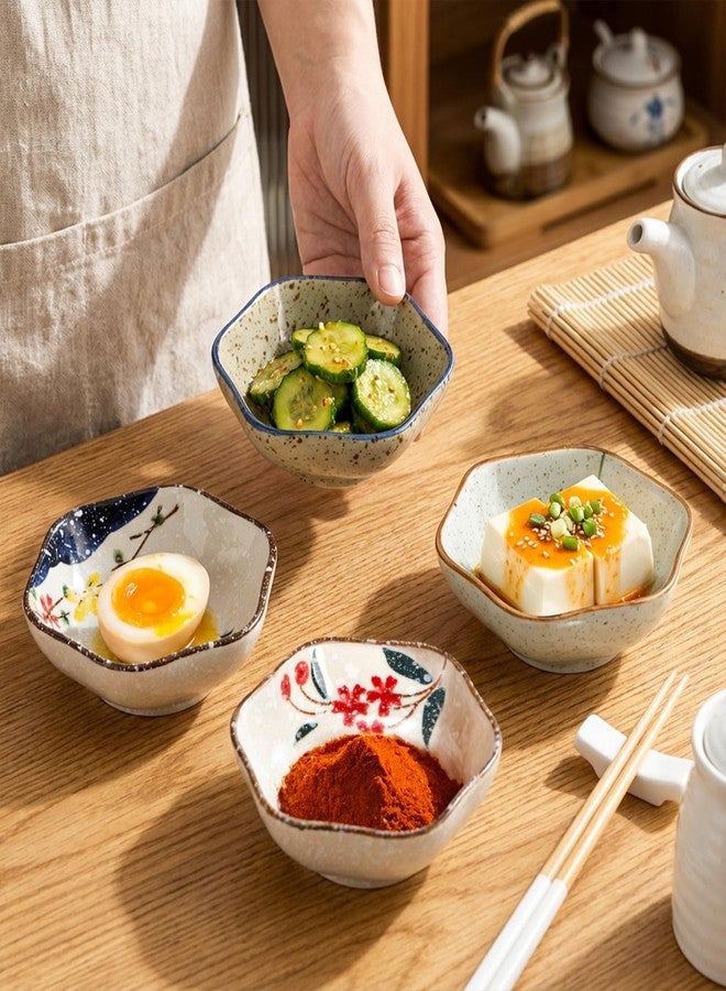 Nagpew 12 Pieces Japanese Sauce Dishes, 4 Oz Ceramic Side Dish Set, Small Flower-shaped Seasoning Soy Dipping Bowl Plate for Sushi, Snack, Appetizer, Kitchen Prep, 6 Patterns - Image 5
