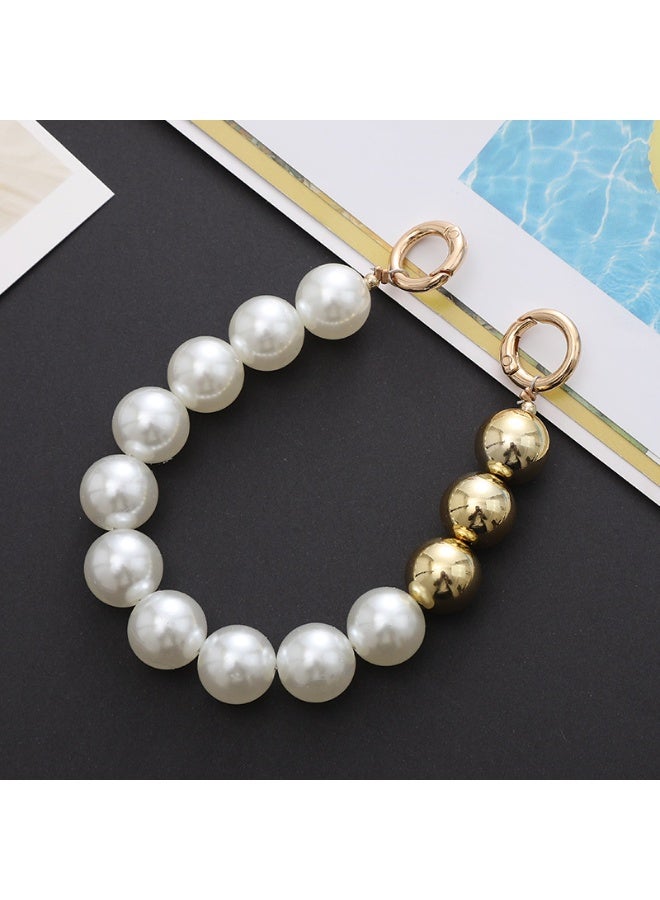 NIBEMINENT Beaded Phone Lanyard, Anti Lost Removable Wrist Strap,K427 Pearl Bracelet Pendant, Phone Keychain Lanyard