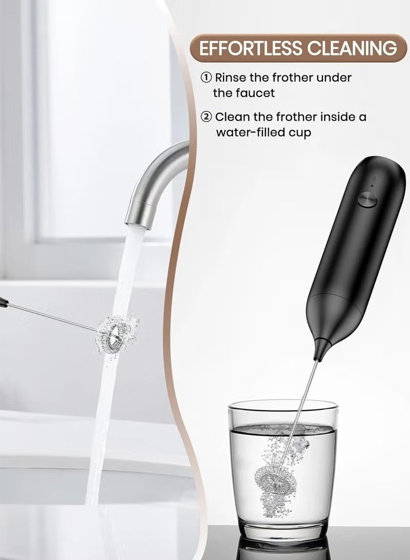 ELASAR Electric Milk Frother USB-C Charging Handheld Foam Maker 10W High Power 304 Stainless Steel Whisk Low Noise Compact Design for Coffee Lattes Cappuccinos and Baking - Image 5