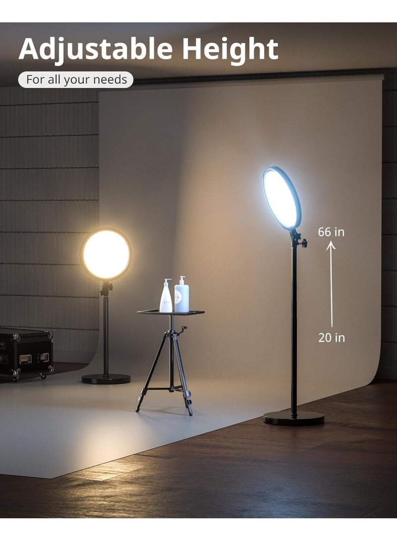 PLOKAMA Dimmable Professional Ring Light with 66" Tall Tripod Stand | 95+ CRI | Phone Holder & Remote | 6500K Full-Screen LED Lighting for Makeup, YouTube, TikTok, Zoom, Live Streaming - Image 3