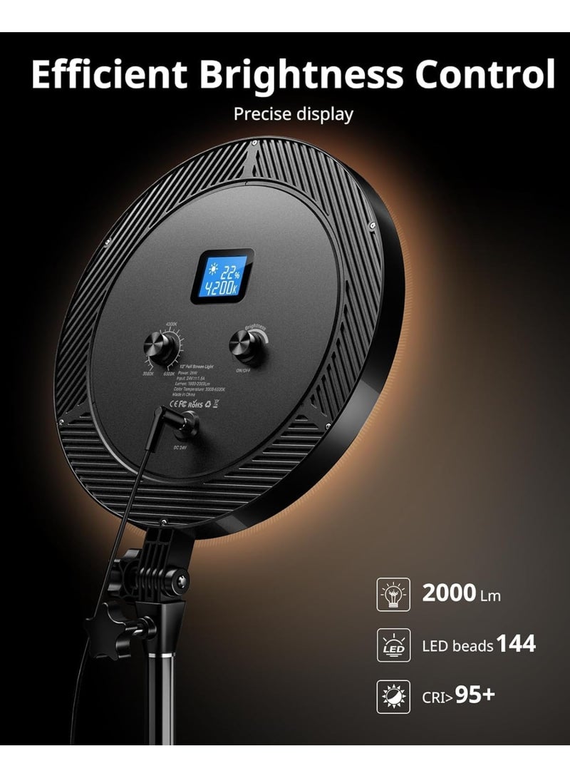 PLOKAMA Dimmable Professional Ring Light with 66" Tall Tripod Stand | 95+ CRI | Phone Holder & Remote | 6500K Full-Screen LED Lighting for Makeup, YouTube, TikTok, Zoom, Live Streaming - Image 5