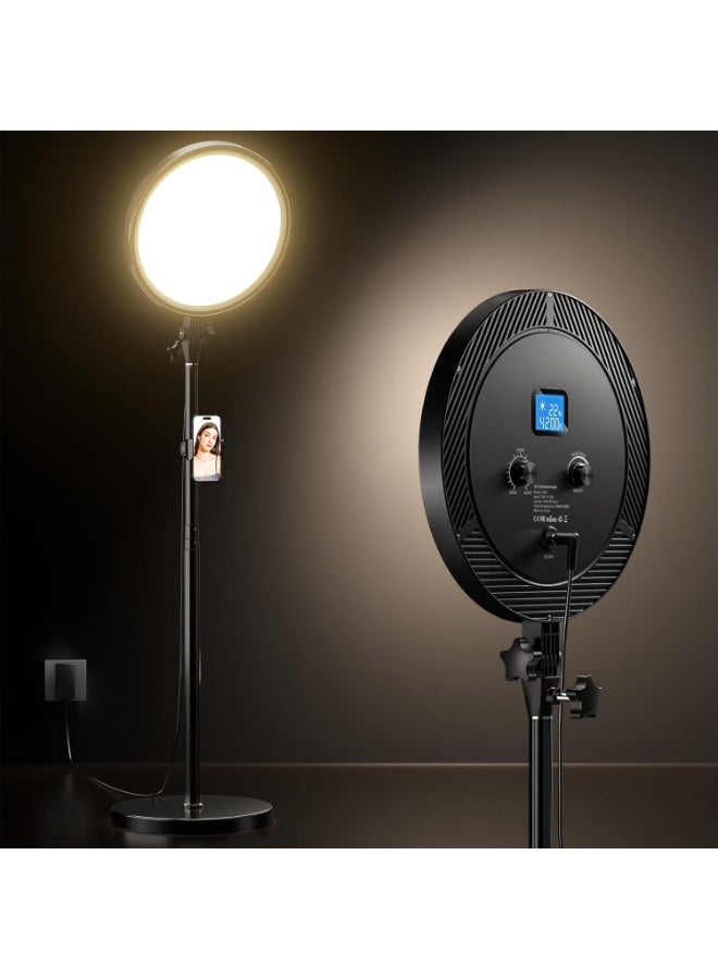 PLOKAMA Dimmable Professional Ring Light with 66" Tall Tripod Stand | 95+ CRI | Phone Holder & Remote | 6500K Full-Screen LED Lighting for Makeup, YouTube, TikTok, Zoom, Live Streaming - Image 2
