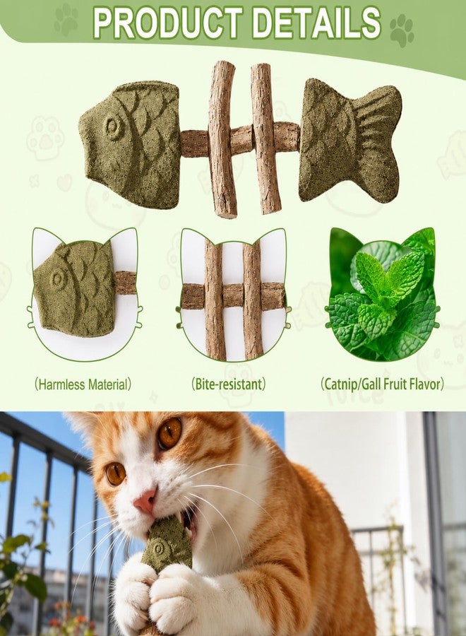 3Pcs Catnip and Silvervine Chew, Fishbone Cat Dental Chew Toy, Cat Chew Stick for Teething, Boredom Relief & Daily - Image 5