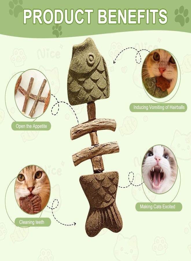 3Pcs Catnip and Silvervine Chew, Fishbone Cat Dental Chew Toy, Cat Chew Stick for Teething, Boredom Relief & Daily - Image 4