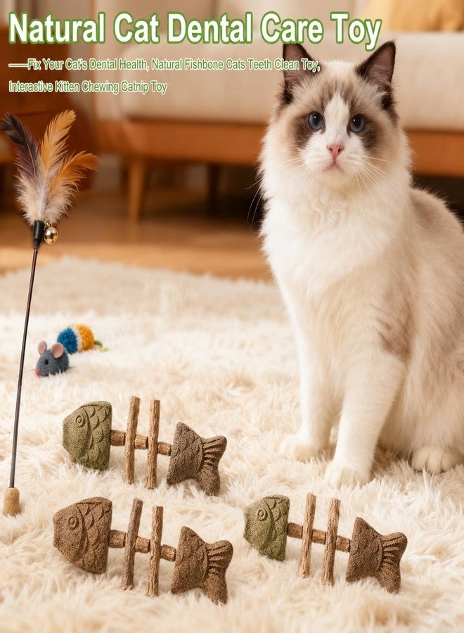 3Pcs Catnip and Silvervine Chew, Fishbone Cat Dental Chew Toy, Cat Chew Stick for Teething, Boredom Relief & Daily - Image 3