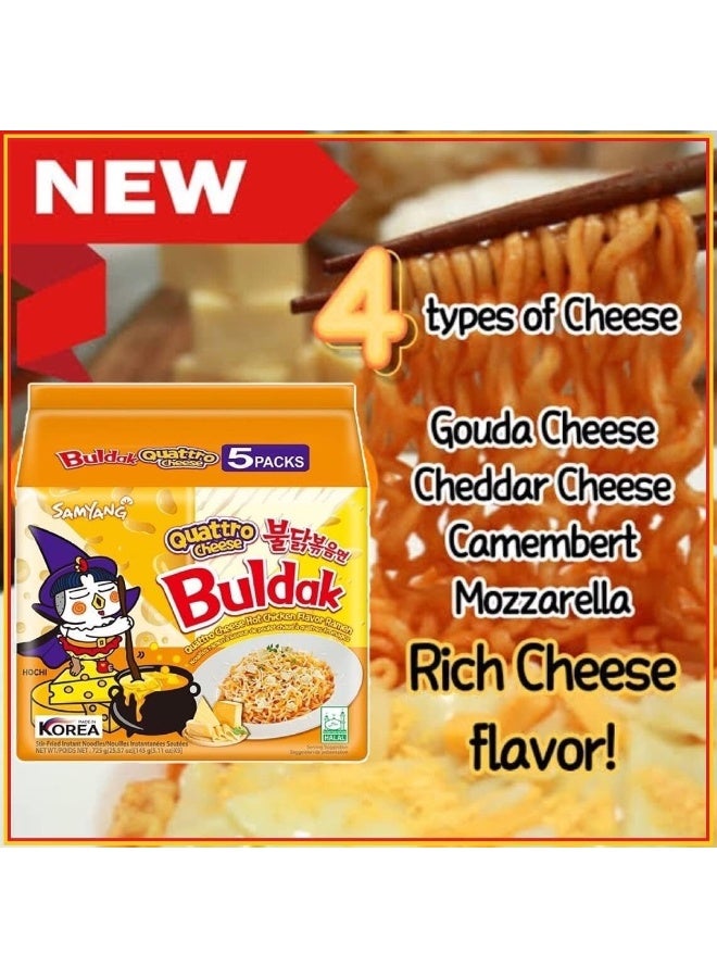 Samyang Buldak Quattro Cheese Hot Chicken Flavor Ramen – Multipack of 5 Pcs – 145g Each - Image 3