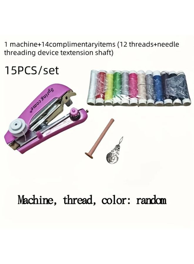 Portable Mini Sewing Machine With 14 Free Gifts Compact Handheld Manual Stitching Tool - Image 1